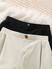 Kids 2pcs Tween Boy Casual Solid Color Mid-Waist Tapered Pants, Perfect For Winter Graduation And Back-To-School Season Photo Shoots - Multicolor - View 6