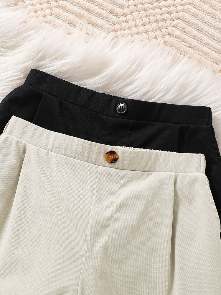 Kids 2pcs Tween Boy Casual Solid Color Mid-Waist Tapered Pants, Perfect For Winter Graduation And Back-To-School Season Photo Shoots - Multicolor - View 6