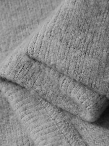 Dazy Plus Autumn/Winter Minimalist Brushed Knit Relaxed Fit Loungewear Pajama Set, Suitable For Home And Outdoor Wear - Grey - View 3