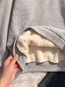 SHEIN EZwear 半拉鍊保暖內裡運動衫 - 灰色 - 查看 3