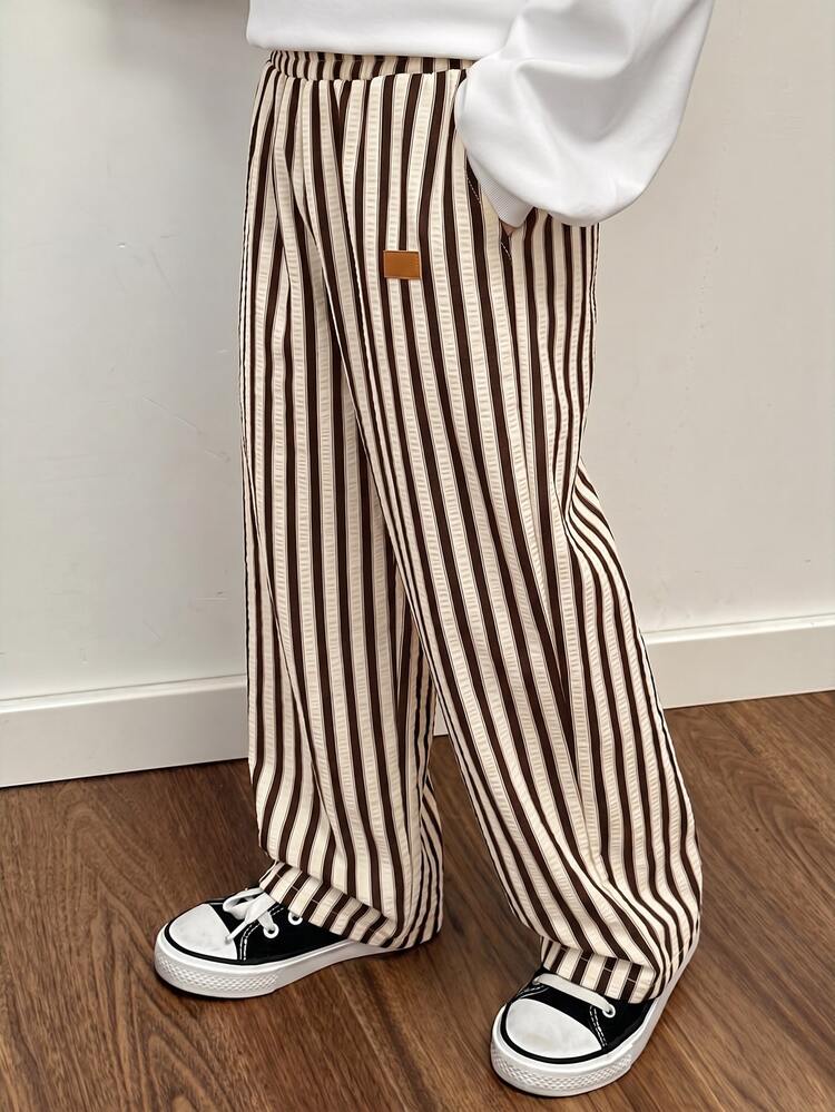 Young Boys Casual Street Striped Woven Young Boy Pocket Straight Leg Pants, Lightweight Comfortable Versatile For Outings, Vacations, Photos, School, Sports, Parties, Suitable For Spring And Summer - Multicolor - View 3