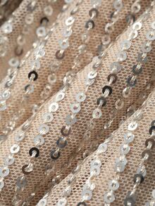 Livesso Women's Fashion Party Club Sequin Mermaid Dress Beige Summer Sexy - Apricot - View 8