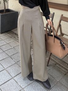 FRIFUL 女款百褶寬腿寬鬆優雅法式休閒千鳥格長褲，適合早午餐、商務辦公，黑色格紋秋季款 - 深灰色 - 查看 4