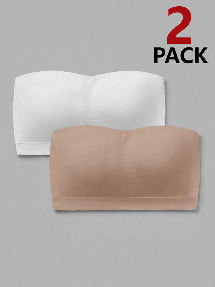 SHEIN Girlism Conjunto de 2 piezas de sujetadores y bralettes para niñas preadolescentes, bandeau fruncido simple y cómodo con relleno, versátil para uso diario y desplazamientos - Multicolor - Añade 1