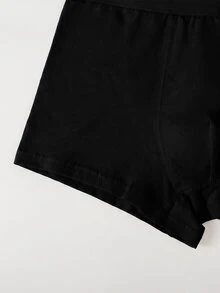SHEIN Celana Dalam Boxer Anak Laki-Laki Remaja (Tween Boy) Sederhana, Nyaman, Kasual, Pinggang Elastis, Ramah Kulit, Isi 4 Buah - Hitam - View 4