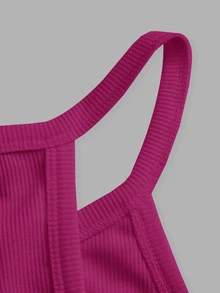 Slaydiva 2026 Primavera/Verano Nuevo Casual Básico Versátil Blanco Liso Acanalado Cuello Redondo Espalda de Corredor Sin Mangas - Rojo violeta - Ver 4