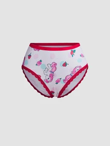 Chillnights My Little Pony X SHEIN 3pcs Cartoon Print Lace Patchwork Triangle Panties Set - Multicolor - View 11