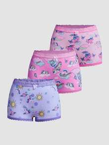 Chillnights My Little Pony X SHEIN Celana Pendek Hipster Motif Kartun Pony Dream dengan Patchwork Renda - MultiWarna - View 1