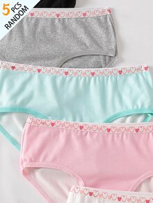 SHEIN 5件組隨機混色糖果色極簡時尚女孩三角內褲，柔軟舒適 - 彩色 - 查看 7