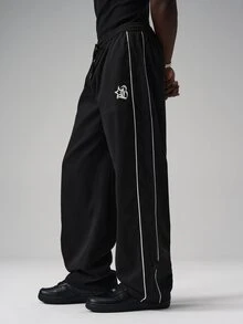 STYNVO Men's Colorblock Striped Straight Leg Sweatpants - Black - View 1