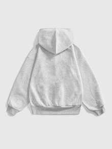 ROMWE Fairycore Women's Vintage All-Match Button Decor Dragonfly Applique Embroidery Loose Fit Versatile Sweatshirt - Grey - View 2