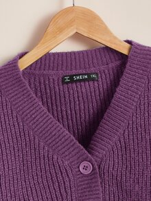SHEIN Essnce Plus Size Cardigans - Purple - View 4