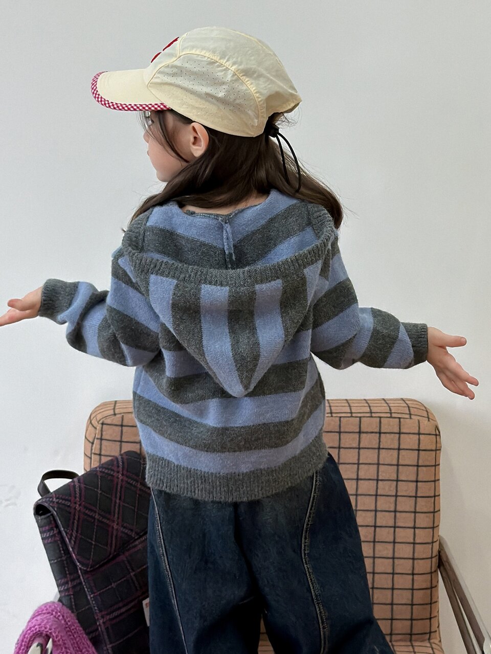 Baby Girl Hooded Striped Comfortable Autumn/Winter Sweater