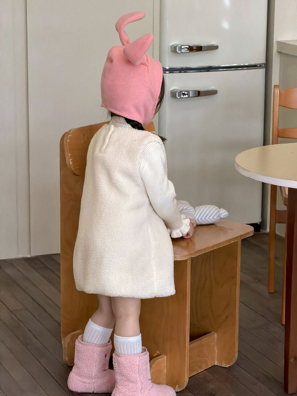 Infant (Girl) Round Neck Layered Cartoon Duck Cute One-Piece Dress Fall