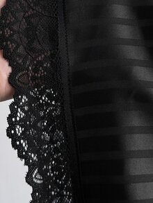 Whyspr Plus Size Black Lace Patchwork High Waist A-Line Halloween Skirt - Black - View 7