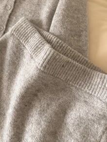 Story & Sage Casual Home & Vacation Women's 2 Pieces Sweater Set, Autumn/Winter Matching Turn-Collar Button-Up Floral Long Sleeve Sweater & Short Skirt Set Wonen - Grey - View 3
