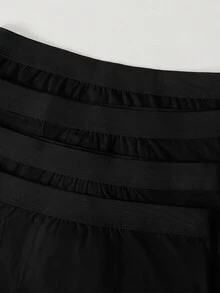 SHEIN Celana Dalam Boxer Anak Laki-Laki Remaja (Tween Boy) Sederhana, Nyaman, Kasual, Pinggang Elastis, Ramah Kulit, Isi 4 Buah - Hitam - View 5