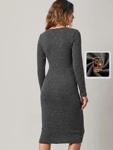 SHEIN BASICS 女款秋冬休閒修身短洋裝 - 淺灰色 - 查看 6