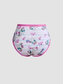 Chillnights My Little Pony X SHEIN 3pcs Cartoon Print Lace Patchwork Triangle Panties Set - Multicolor - View 7