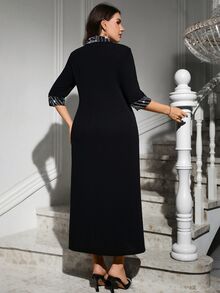 SHEIN Clasi 大尺碼時尚派對優雅扭腰洋裝 - 黑色 - 查看 3
