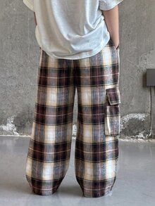 SHEIN 1件小男孩休閒運動可愛日常舒適街頭風百搭印花直筒長褲，適合外出、上學、日常聚會，春秋秋冬四季皆宜，開學季秋季款 - 卡其色 - 查看 2