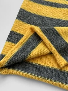 Maweii Sweater Pullover Bergaris Wanita, Pakaian Rajut, Ukuran Besar - Kuning - View 8