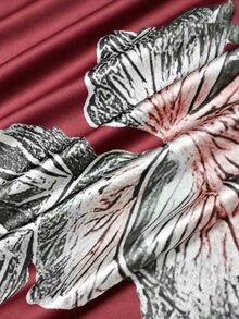 Lalippa Y2K 女款人造花卉舒適配色圖案不對稱肩休閒長袖T恤，適合春夏日常穿著與聚會 - 酒紅色 - 查看 3