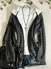 IslaSuriya Women's Casual Striped Hooded Sweatshirt, Autumn - Multicolor - View 1