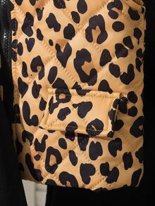 SHEIN Playful Pals 女童秋冬新款時尚休閒三件套：連帽背心 + 休閒運動圓領衛衣 + 成套運動長褲 - 黑色 - 查看 5