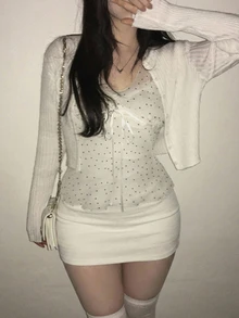 Dazy Plus Plus Size Korean Style Chiffon Polka Dot Lace Patchwork Tank Top - Apricot - View 2