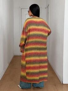 Maweii Plus Size Women's Knitwear,Sweater Cardigan, Women's Coat, Irregular Gradient Color, Long Cardigan, - Multicolor - View 2