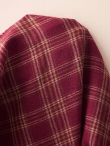 Doze Lane Women's Casual Square Neck Solid Color Long Sleeve Top + Plaid Pants Plus Size Pajama Set - Burgundy - View 7