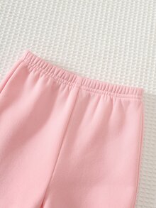 Cozy Pixies 女嬰卡通熊圖案針織軟綿圓領長袖套頭衛衣彈性腰長褲無袖背心3件套 - 粉色 - 查看 4