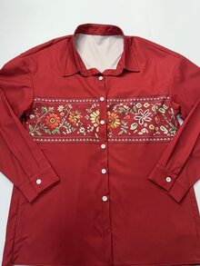 Trelyra 女款休閒花卉印花襯衫，適合度假穿著 - 紅色 - 查看 7