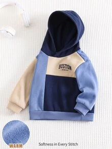 Cozy Pixies 男嬰字母圖案拼色圓領長袖套頭運動衫休閒百搭 - 彩色 - 查看 7