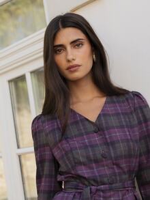 Nöista Plaid Two Pieces Skirt Set With Tailored Fit. Fall, Office Wear And Elegant Style. - Rust Brown - View 5