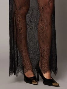 Silquee Sexy Fitted Elegant Commuter Women's Suit Lace Dress Set - Black - View 9