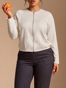 Rosumi Plus Size Coats Office Party Work All White Autumn Normal Business Casual Capsule - Beige - View 6