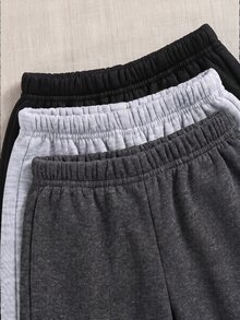 SHEIN 6件組小男孩休閒可愛字母圖案圓領衛衣與修身秋季長褲，返校季冬季校園2件式套裝多件組 - 彩色 - 查看 3