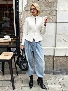 Struktiv 女款素色休閒百搭日常穿著大衣 - 白色 - 查看 4