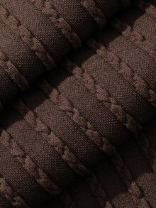 DAZY Autumn Elegant Textured Knit Waist-Cinching Ruffle Hem Women's Pajama Set - Brown - View 8