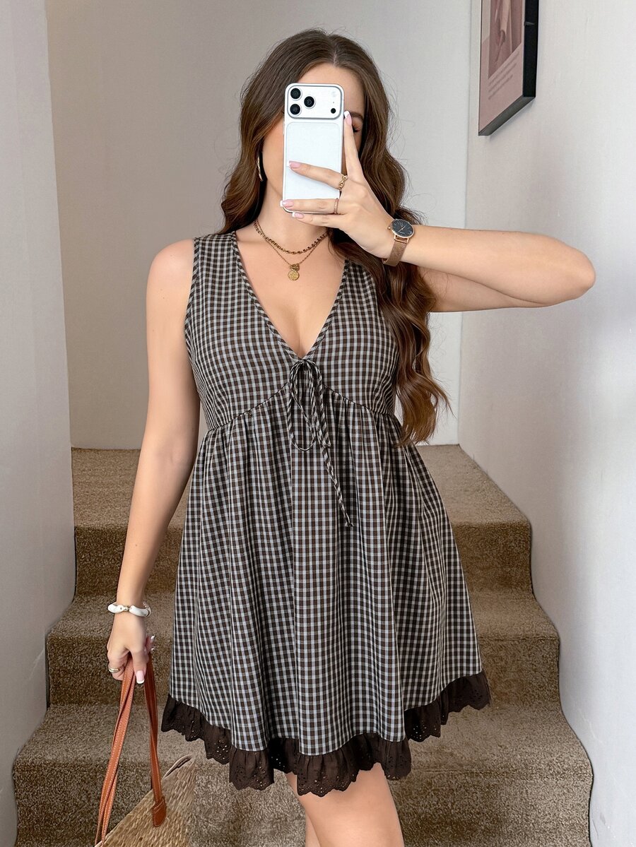 SHEIN LUNE Vestidos Tallas Grandes - Marrón - Ver 1