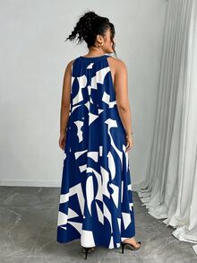 Rafferiza Plus Size Women's Colorblock Casual Daily Summer Travel Dress - Royal Blue - View 2
