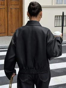 DAZY Jaket Wanita Gaya Musim Gugur untuk Perjalanan Sehari-hari - Hitam - View 2