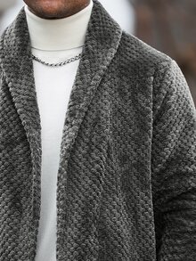 Manfinity CasualCool جاكيت رجالي كاجوال فضفاض بأكمام طويلة، ضروري للخروجات، هدية مثالية للعائلة والأصدقاء - رمادي - مشاهدة 7