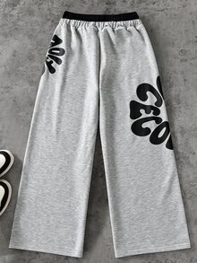 Coolqubz 1pc Men's Teen Fashion High Street Loose Wide Leg Knit Pants, Double Waist Design, Comfortable Fabric, Versatile Color, Suitable For Campus And Daily Wear, Ideal For Autumn/Winter - Grey - View 2
