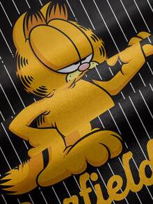 GARFIELD | SHEIN Plus Size Striped Cartoon Graphic Print Short Sleeve T-Shirt - White - View 7