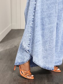 Slaydiva Women's Casual Daily Travel Denim Jeans With Pockets And Buttons - Blue - View 7