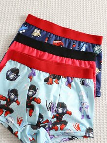 SHEIN 小男孩卡通印花休閒日常四角內褲 3件/包 - 彩色 - 查看 4