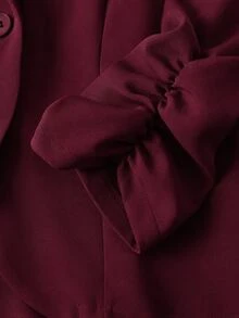 Plivvot 女款鈕扣式七分袖休閒居家與戶外西裝外套 - 酒紅色 - 查看 7